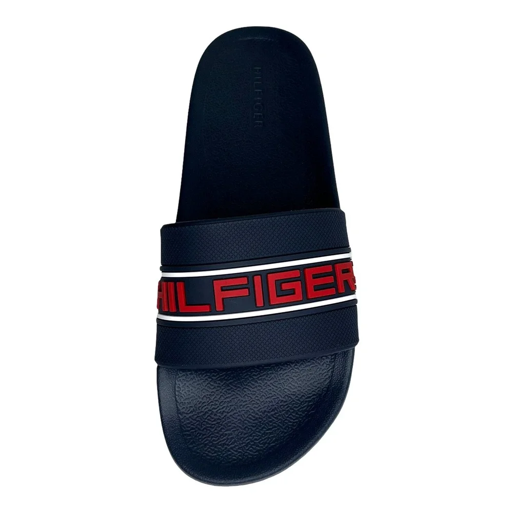 Tommy Hilfiger Mens ETTO Slide Sandals Size 11 Navy Blue Red Comfort Lightweight